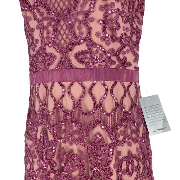 Tadashi Shoji Miranda Sequin Embroidered Cocktail Dress Mauve Size 4 - Picture 6 of 10